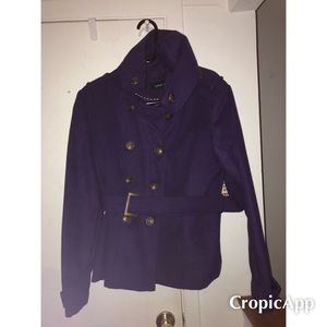 Purple Black Rivet Pea Coat